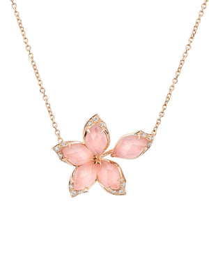 Rose Gold Pink Opal Crystal Haze Pendant Necklace