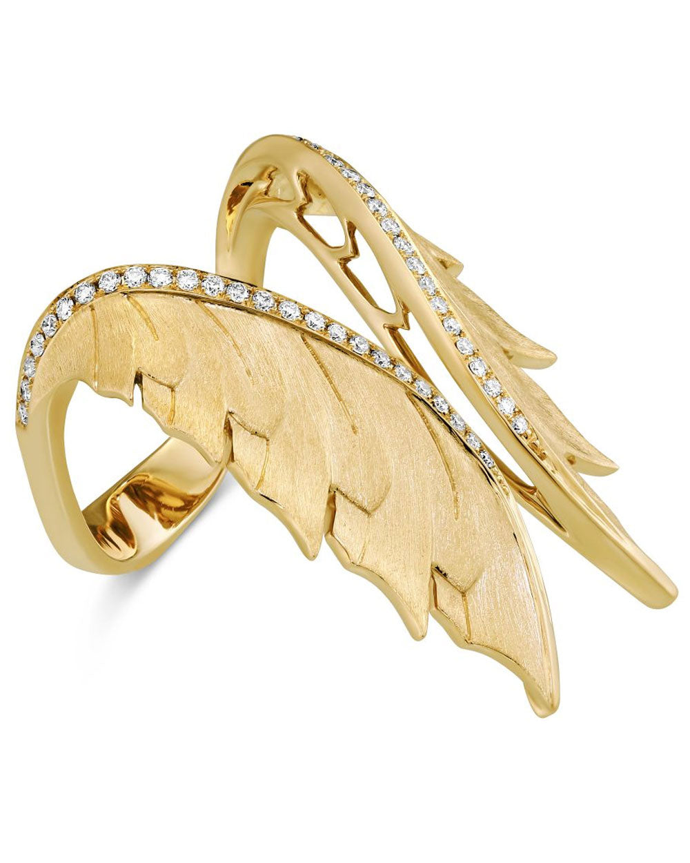 Yellow Gold Diamond Magnipheasant Feather Ring