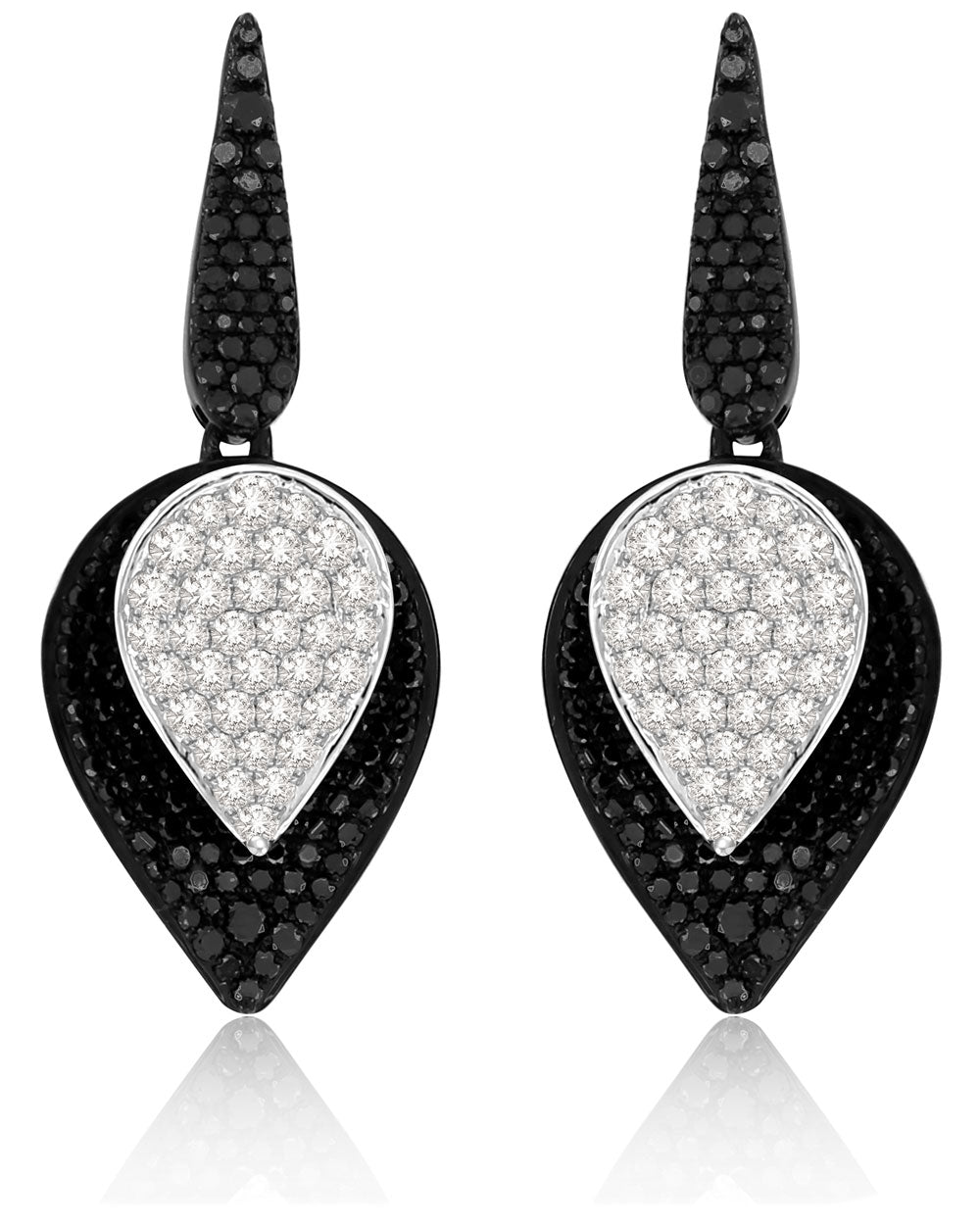 Black and White Diamond Teardrop Earrings