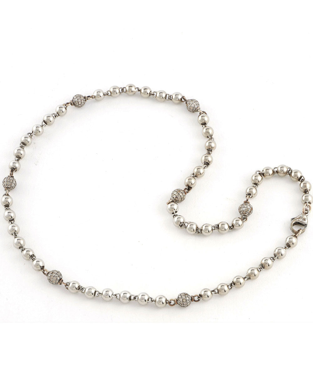 18k White Gold Bead Necklace