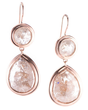 14k Rose Gold Diamond Double Drop Earrings
