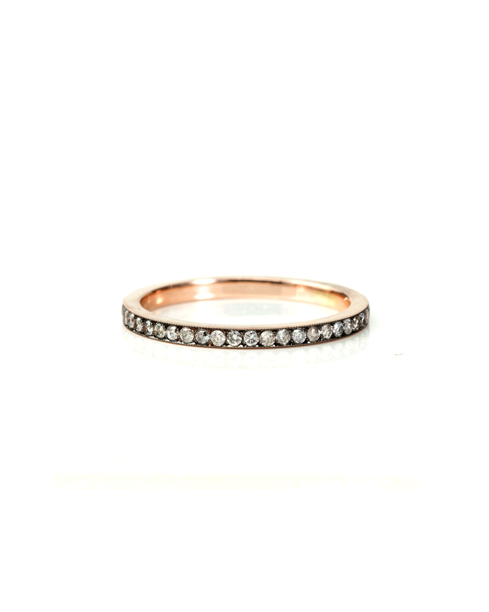 14k Rose Gold Diamond Rail Ring