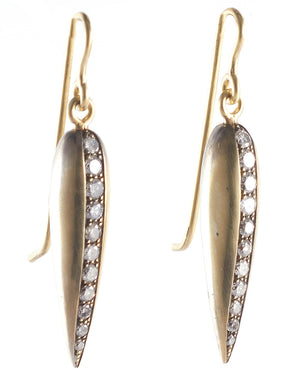 18k Gold Grey Diamond Baby Dagger Earrings