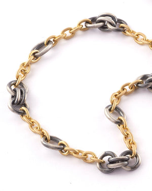 18k Gold and Platenite Chain Link Necklace