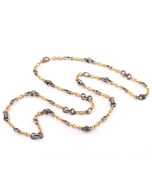 18k Gold and Platenite Chain Link Necklace