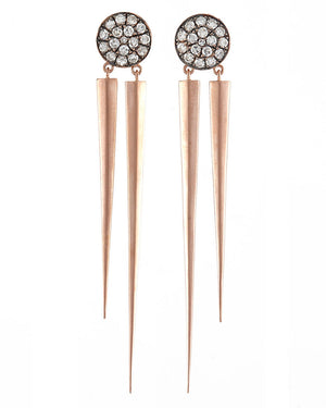 18k Rose Gold Diamond Stick Earrings