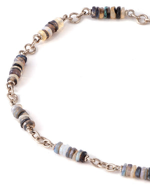 18k White Gold Opal Wheel Necklace