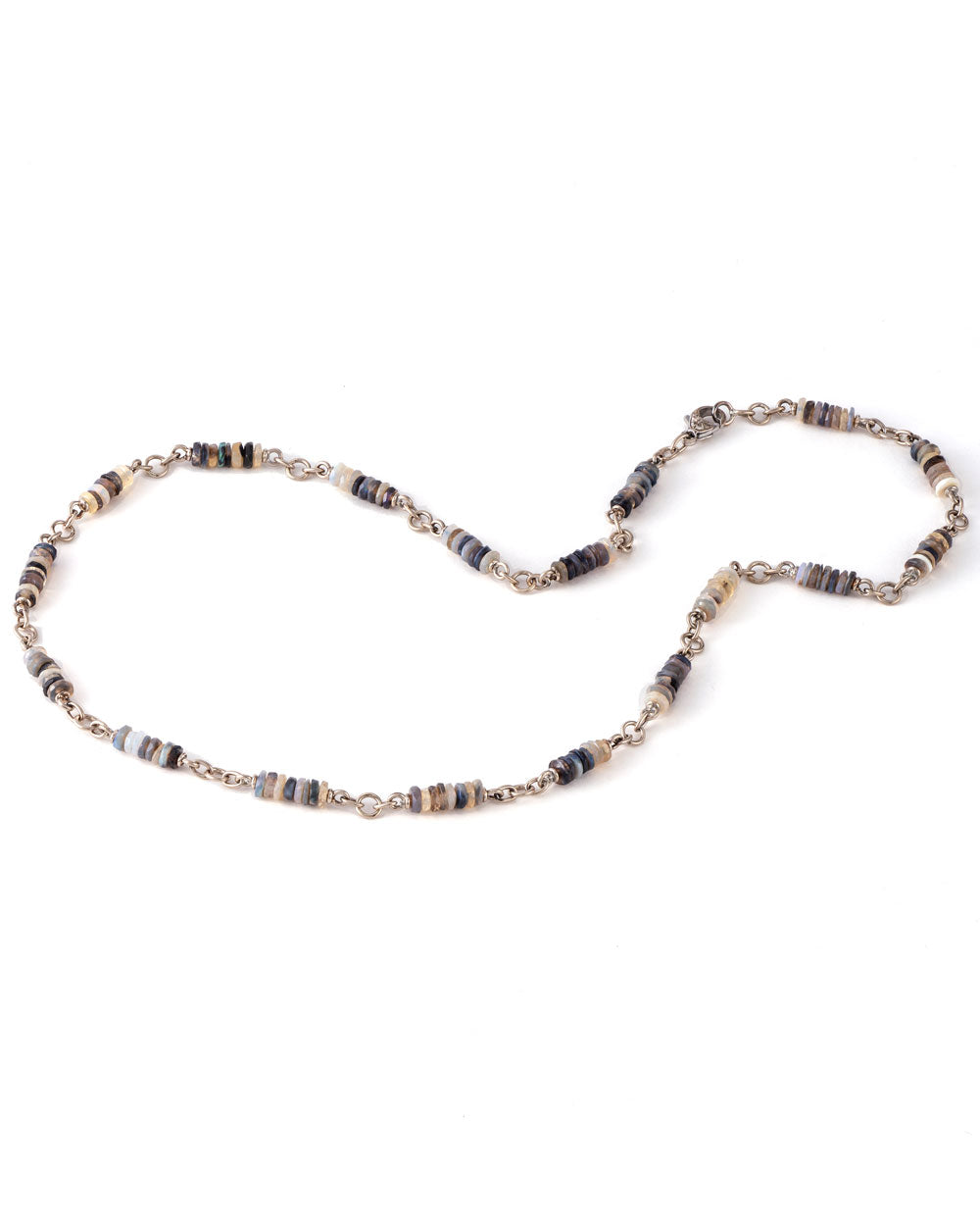18k White Gold Opal Wheel Necklace