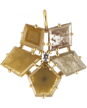 18k Yellow Gold 4.79 ct. Diamonds Rough Cut Baguette Flower Pendant