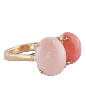 18k Yellow Gold Double Coral Ring