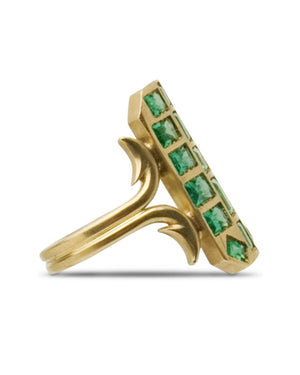 18k Yellow Gold Short Emerald Ten Table Ring