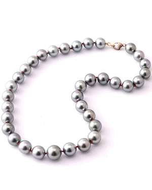 18k Yellow Gold South Sea Grey Pearl Necklace