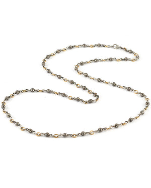 18k Yellow Gold, White Gold, and Sterling Silver Diamond Link Necklace