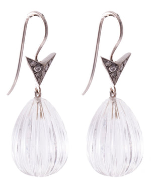 Crystal Quartz and Diamond Drop Earrings