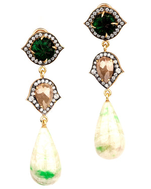 Emerald and Diamond Vesuvian drop Earrings