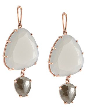 Grey Moonstone and Diamond Earrings