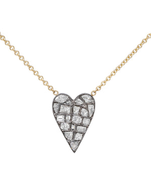 Mixed Shape Diamond Heart Pendant Necklace