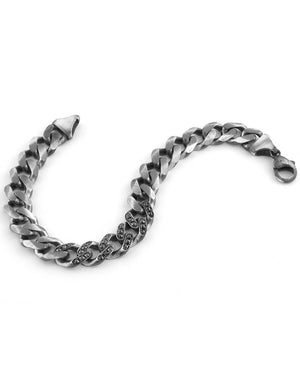 Oxidized Sterling Silver Black Diamond Link Bracelet