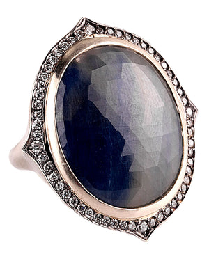 Sapphire and Diamond Portrait Ring