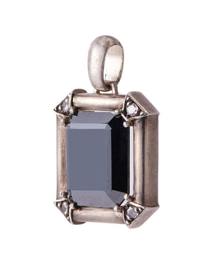 Sterling Silver Hematite Pendant with Grey Diamonds