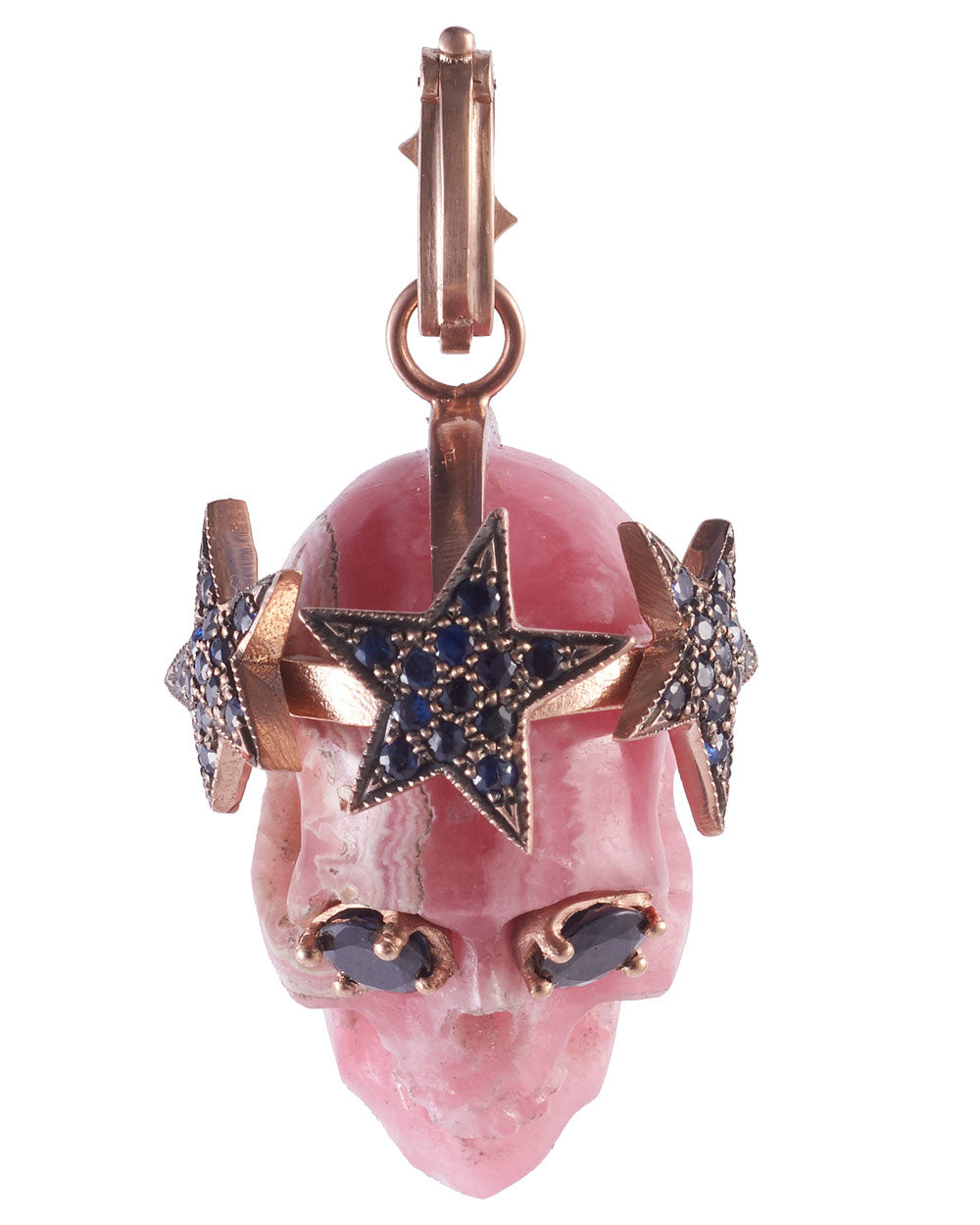 Carved Chrysocolla Super Star Skull Pendant