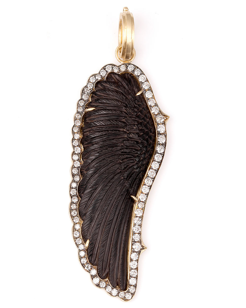 Carved Onyx and Diamond Wing Pendant