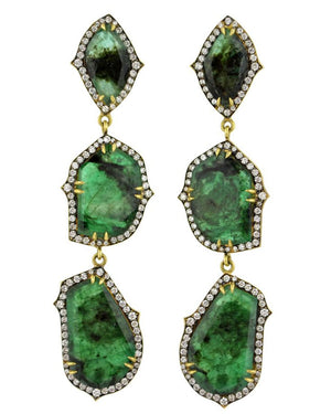 Diamond and Emerald Double Drop Earrings