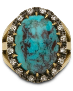 Diamond and Turquoise Oval Ring