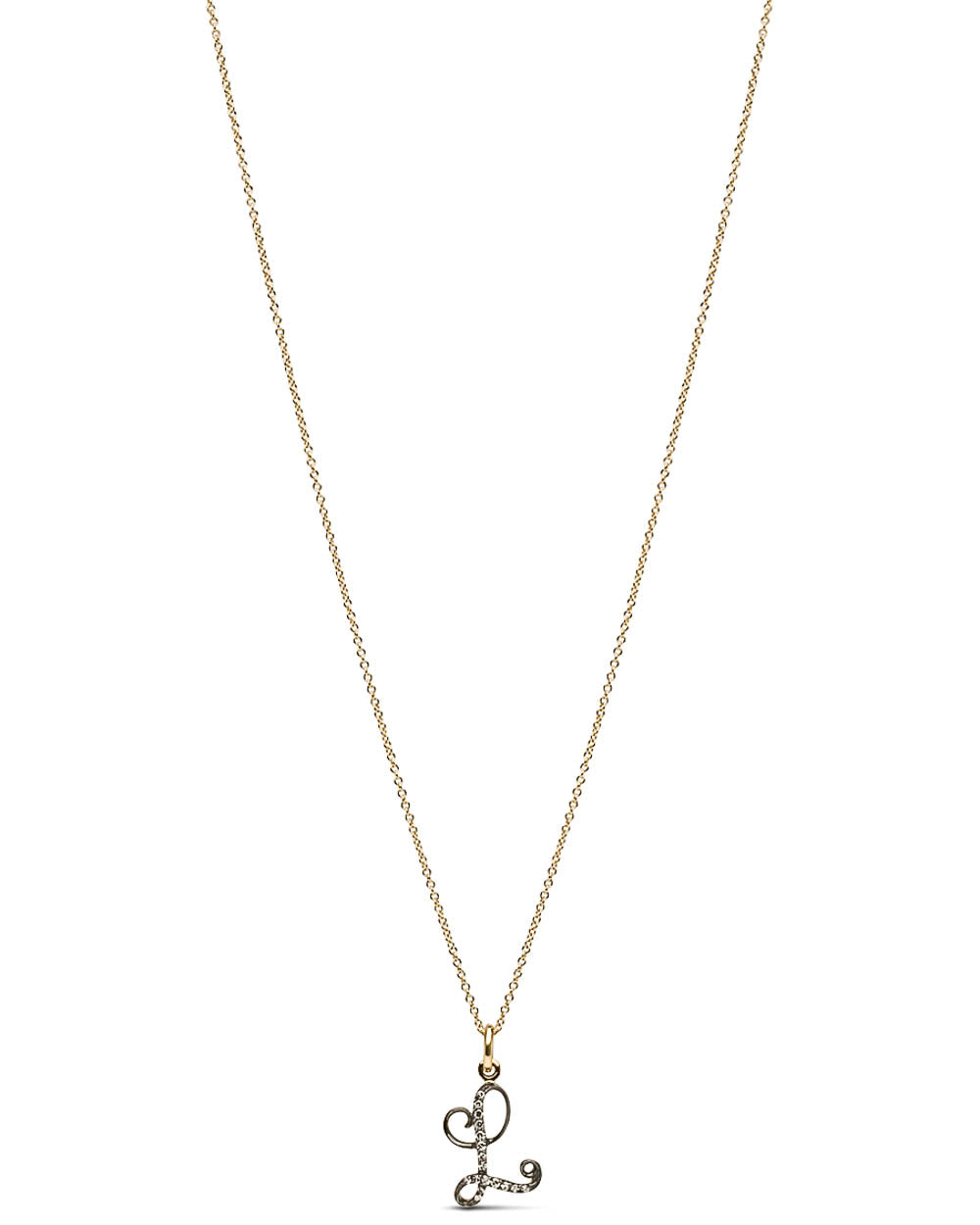 Gold and Silver Diamond Initial L Pendant Necklace