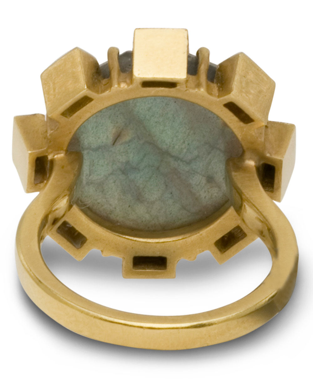 Labradorite and Diamond Round Ring