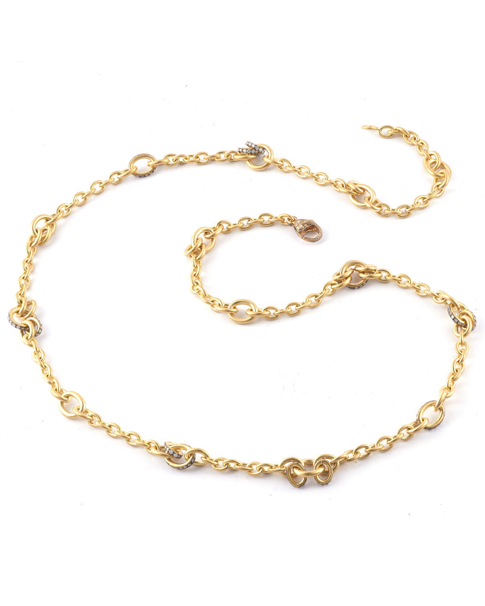Multi Diamond Link Yellow Gold Chain Necklace
