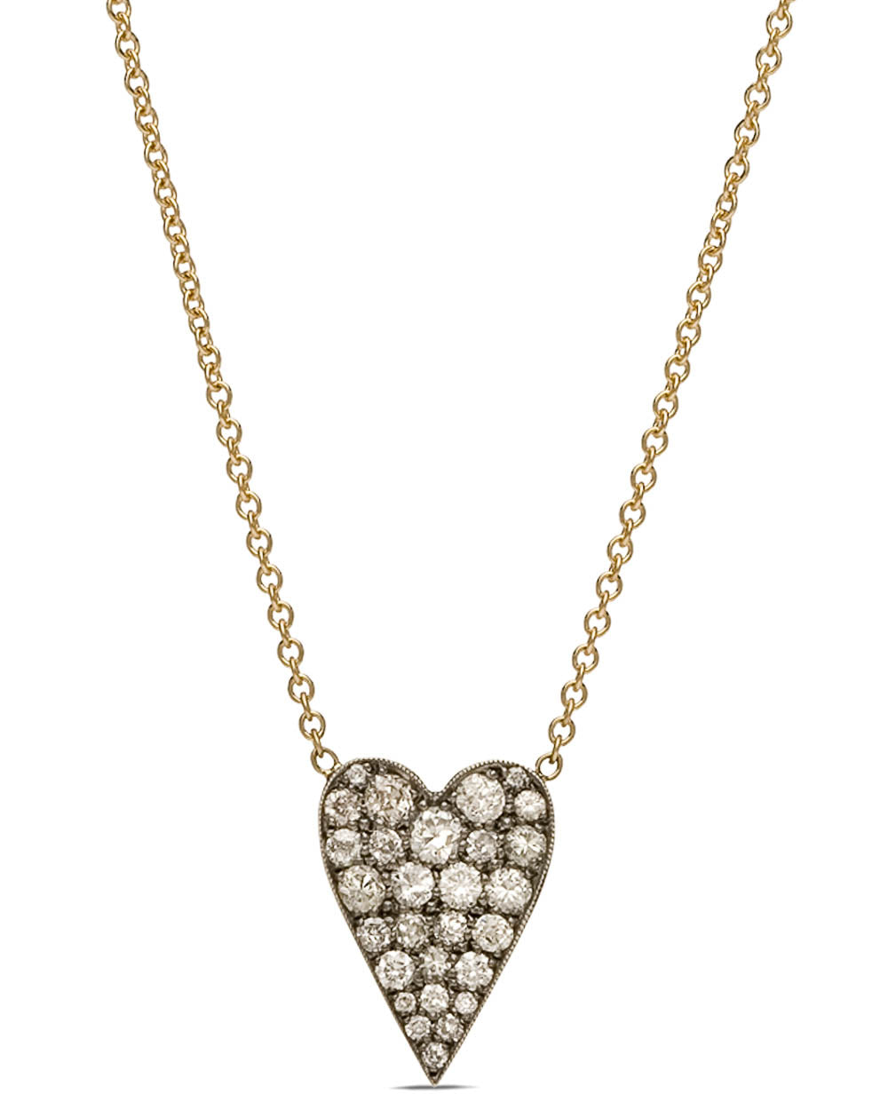 Old European Cut Diamond Heart Pendant Necklace
