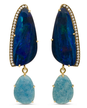 Opal and Blue Quartz Drop Earrings