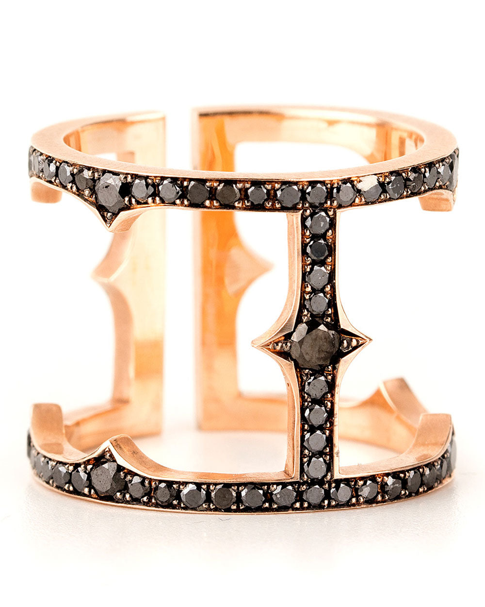 Rose Gold Black Diamond Cage Ring