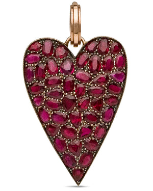 Rose Gold Burmese Ruby Large Heart Pendant