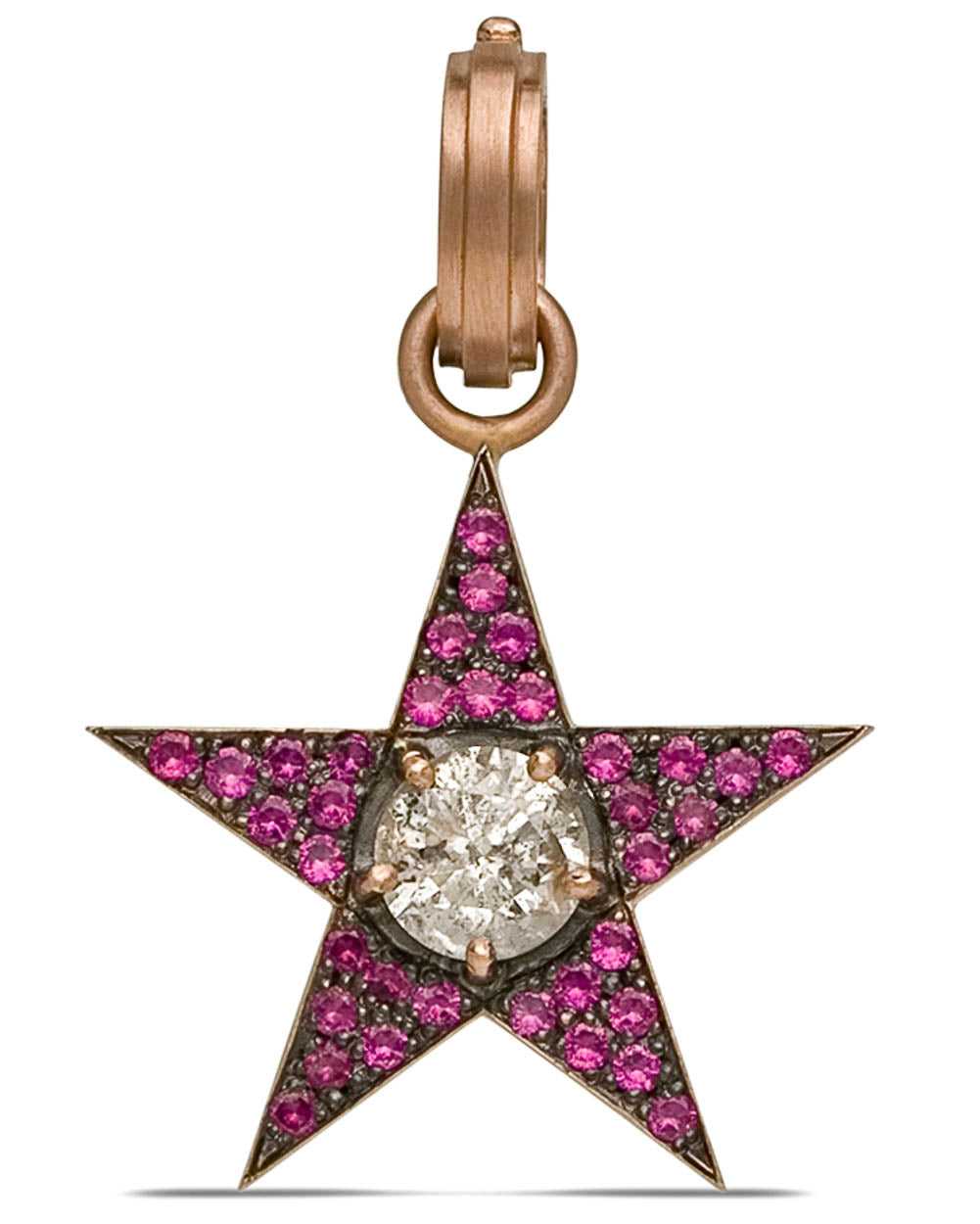 Rose Gold Ruby and Diamond Small Star Pendant