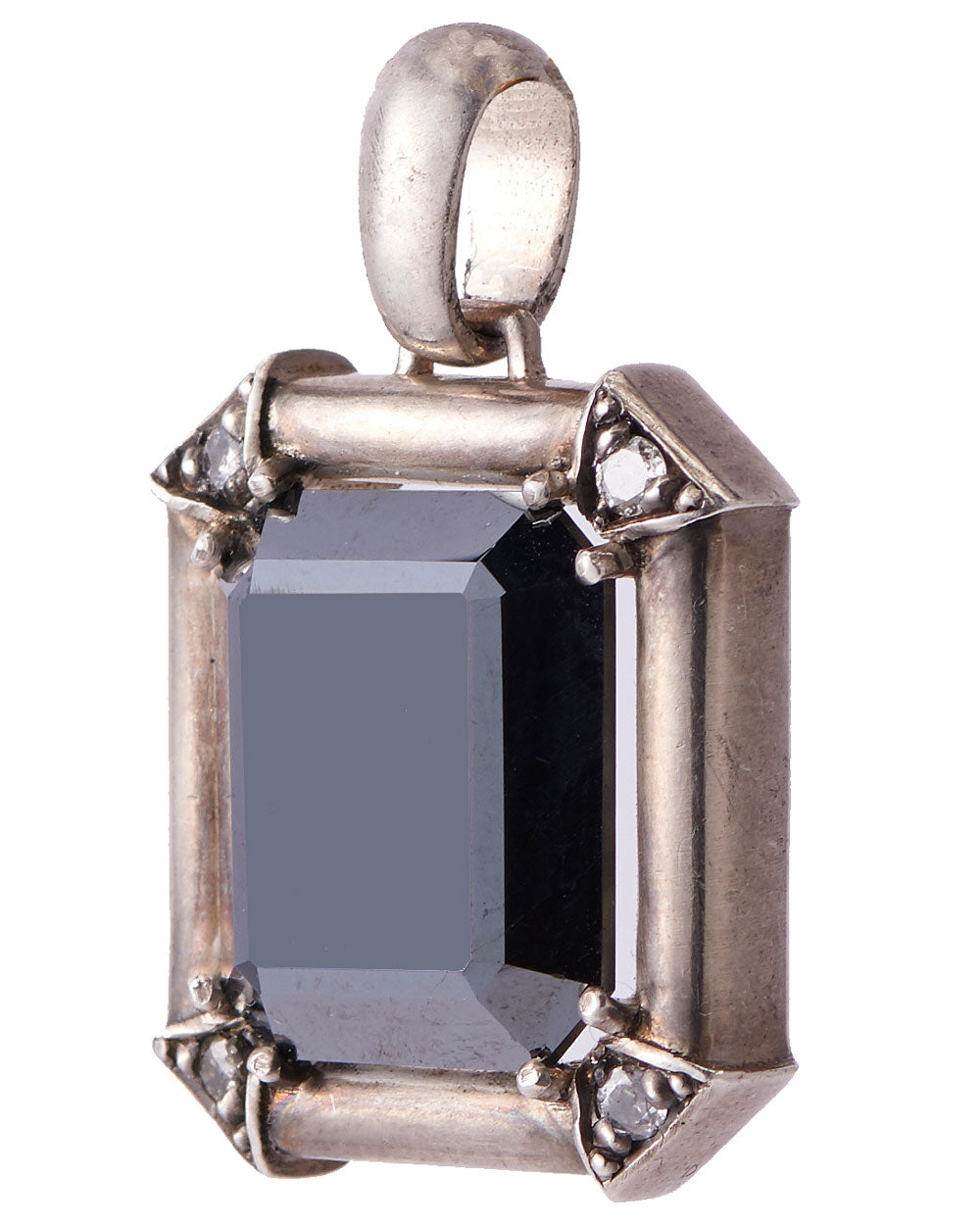 Sterling Silver Diamond and Hematite Pendant