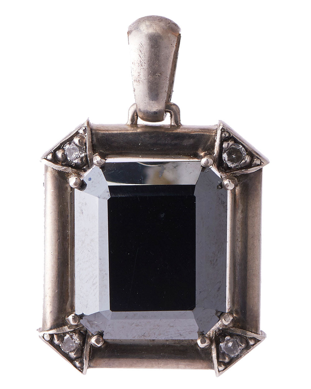 Sterling Silver Diamond and Hematite Pendant