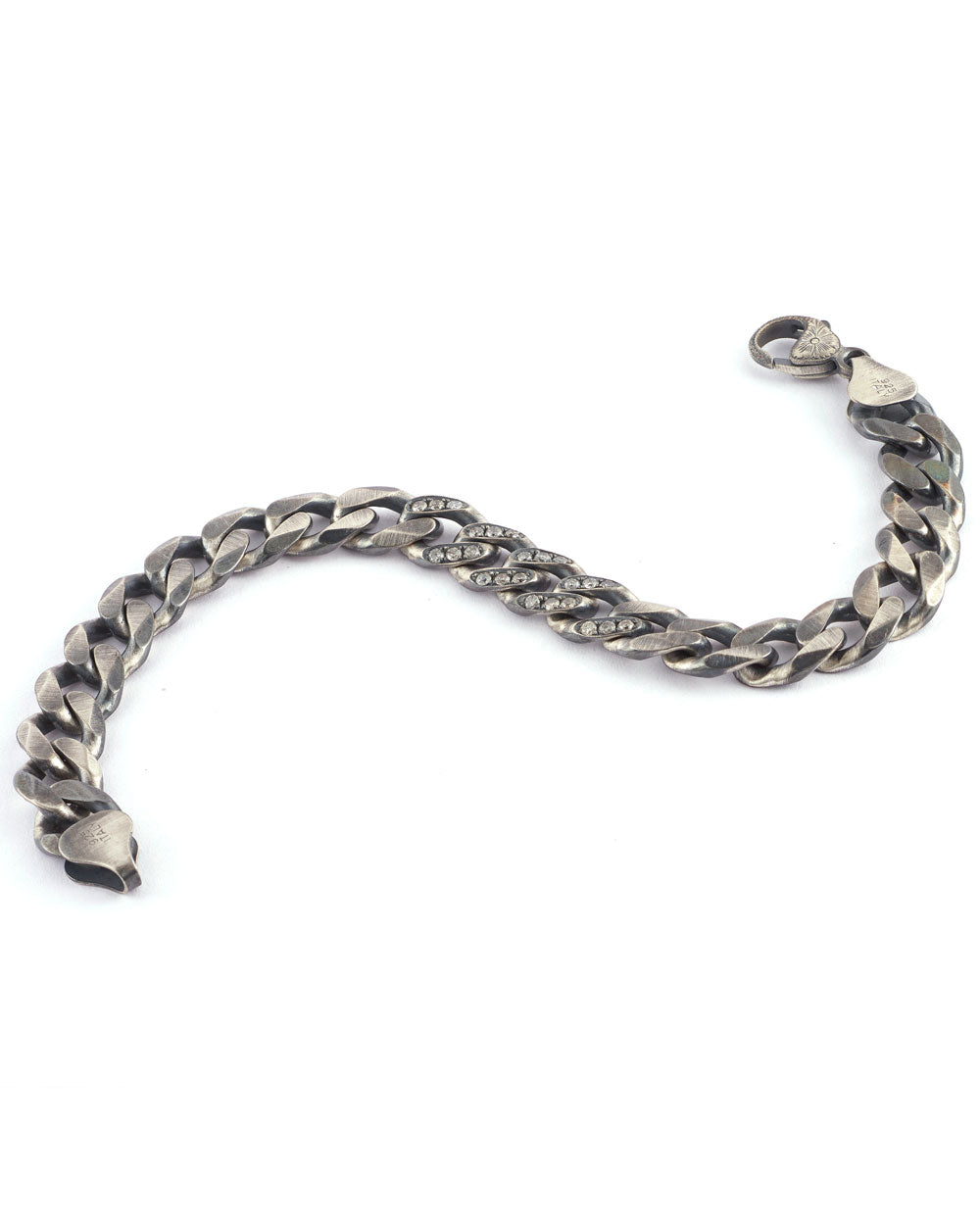 Sterling Silver and Diamond Baby Ghetto Link Bracelet
