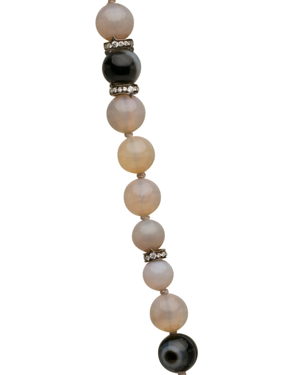 White Gold Agate and Opal Beaded Necklace