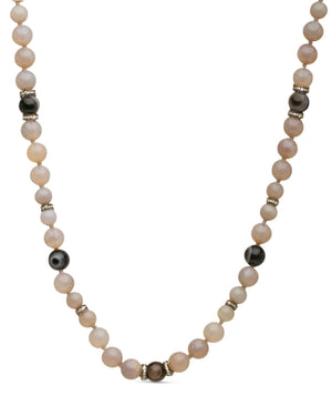 White Gold Agate and Opal Beaded Necklace