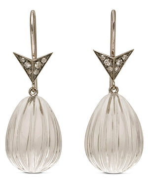 Diamond Arrow Crystal Quartz Drop Earrings