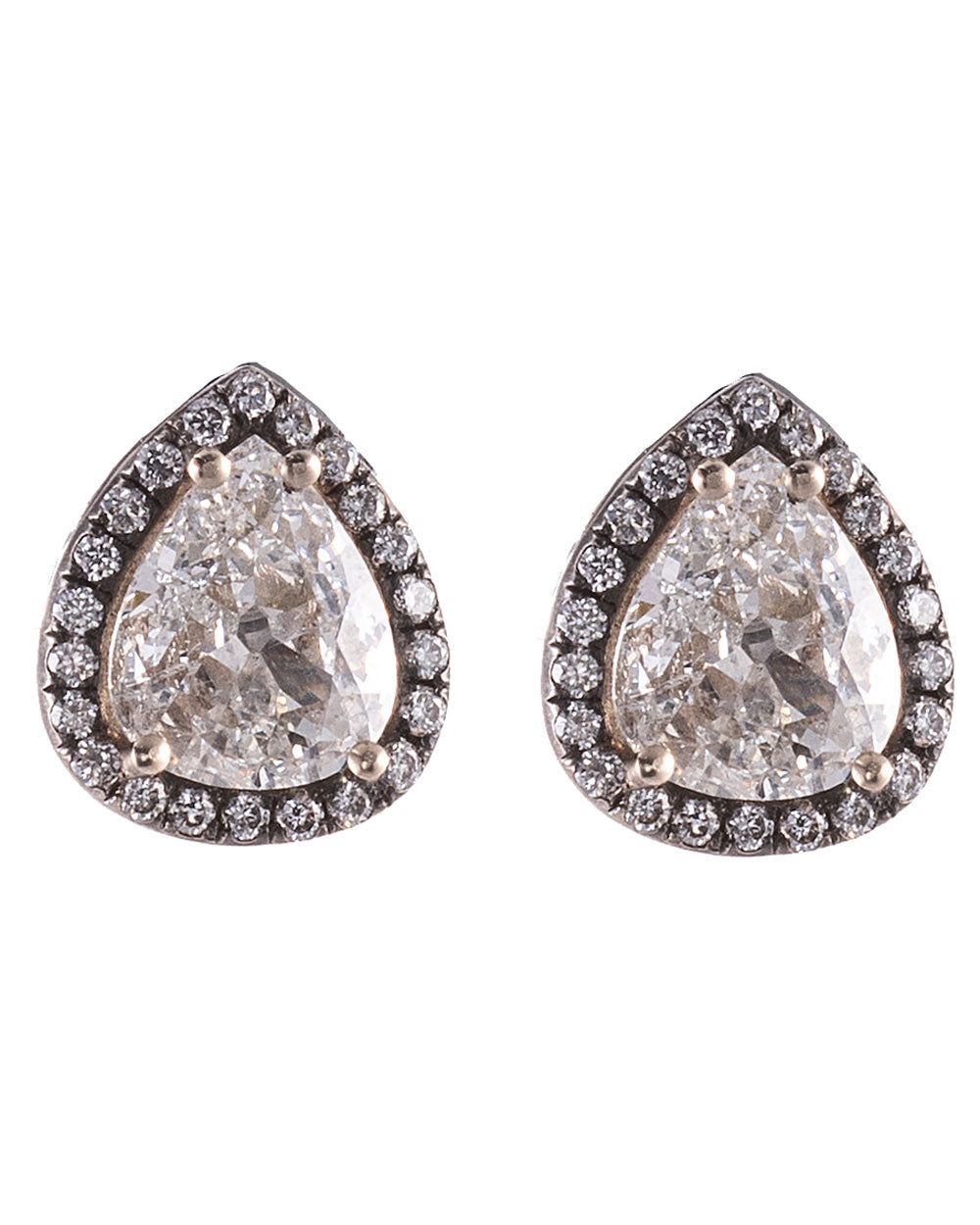 White Gold Diamond Pear Stud Earrings