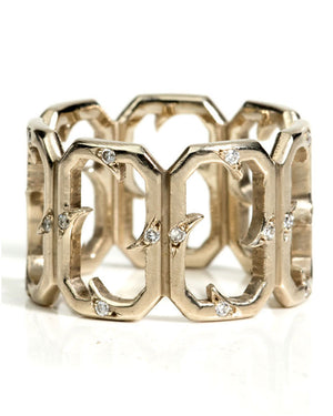 Gold Diamond Thorn Wide Band Ring