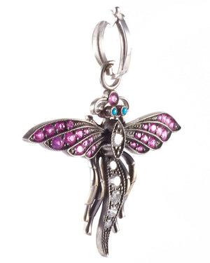 Diamond and Pink Sapphire Fairy Bug Pendant