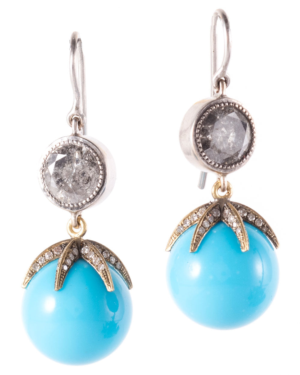 Diamond and Turquoise Starlight Drop Earrings