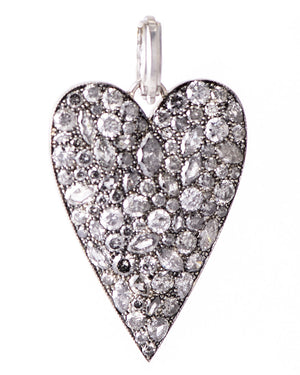 White Gold Grey Diamond Large Heart Pendant