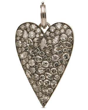 White Gold Old European Cut Diamond Heart Pendant