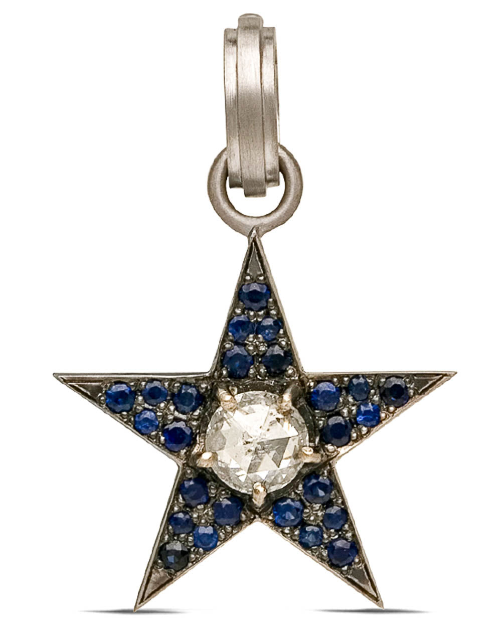 White Gold Sapphire and Diamond Small Star Pendant