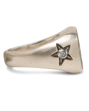 White Gold and Diamond Signet Ring